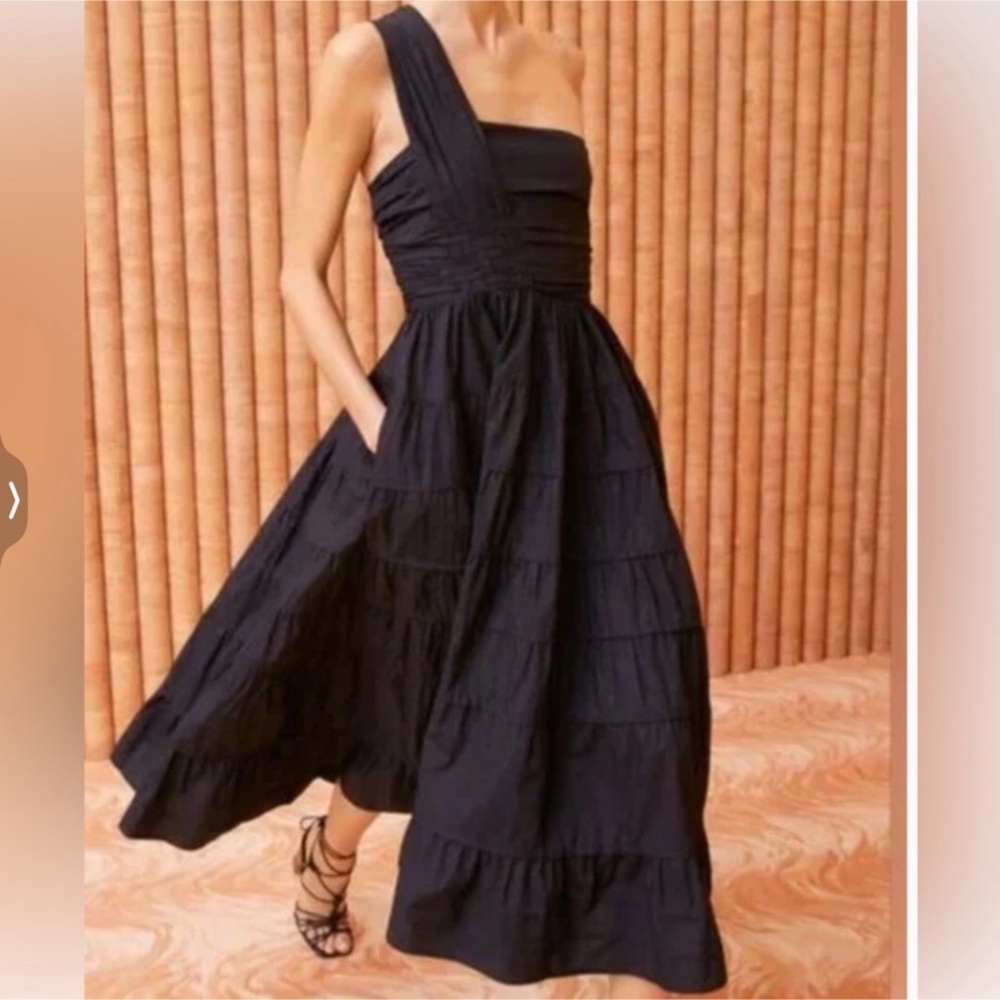 Ulla Johnson Ellie Midi Dress Gown Noir Black Sz 2